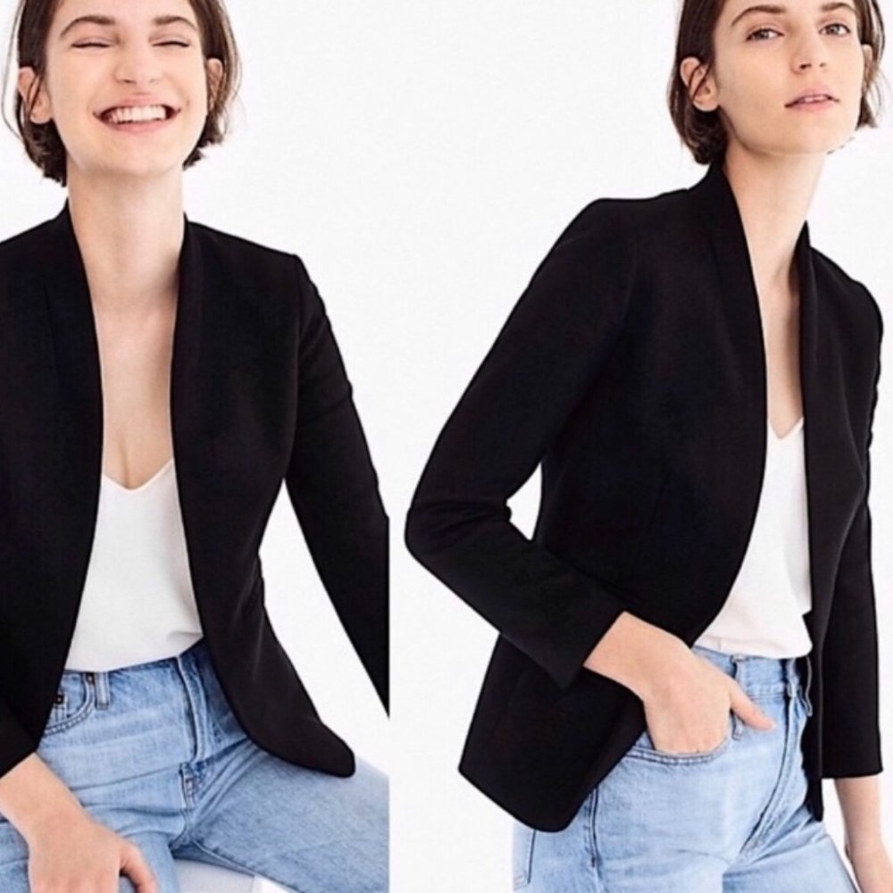 NWT J. CREW Going Out Stretch Twill Blazer Jacket Open Black 4 $178